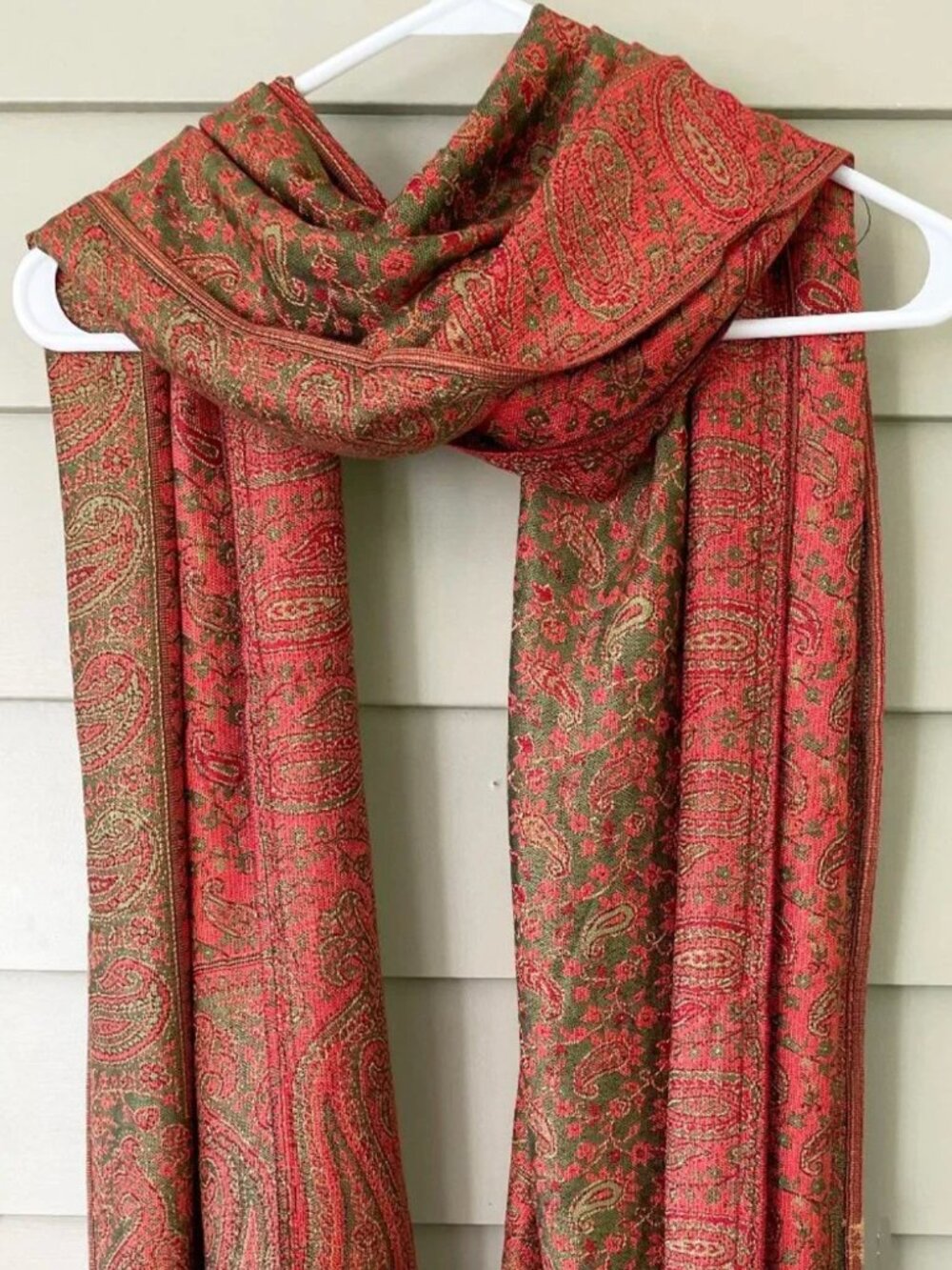 Olive Green Red Paisley Pashmina Scarves for Women Wrap Fashion Shawl Long Stole